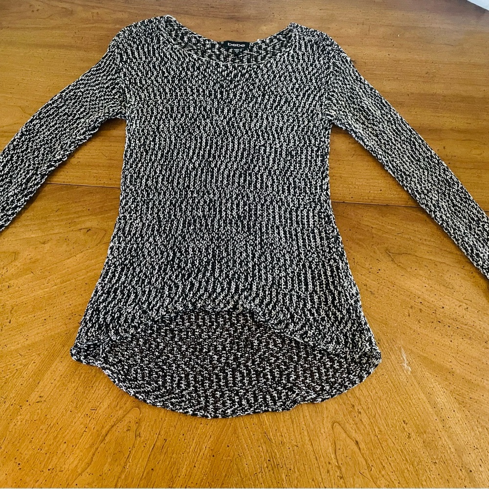Bebe Black & White Textured Knit Sweater – Size Small